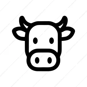 Outline Simple Cow Head Face Farm Animal Icon