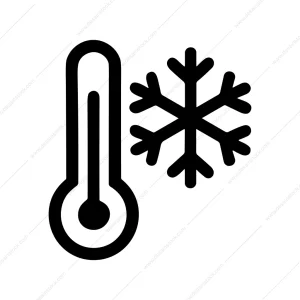 Minimalist Outline Thermometer Snowflake Cold Temperature Weather Icon