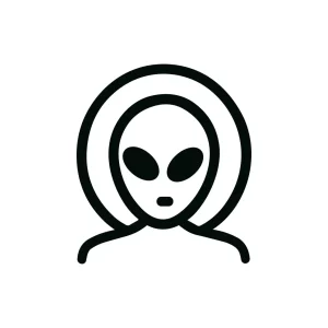 Minimalist Outline Alien Head with Large Eyes Space Creature Icon