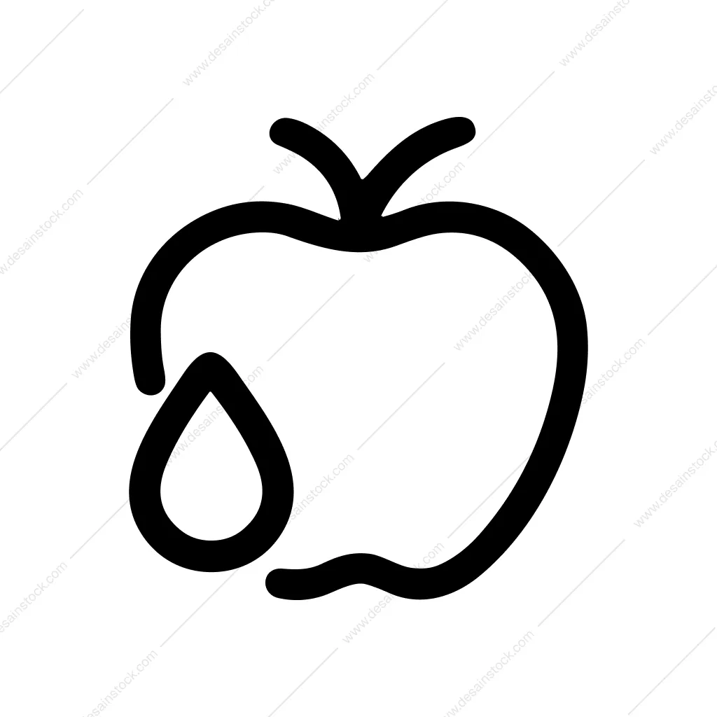Simple Outline Apple with Drop Shape Food Icon