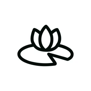 Simple Outline Water Lily on Pad Icon Sign Symbol