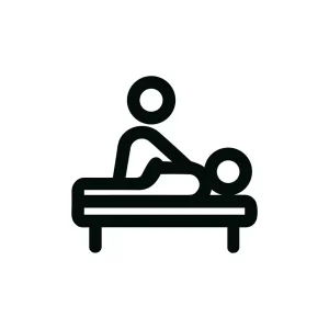 Minimalist Outline Massage Therapy Relaxation on Table Icon