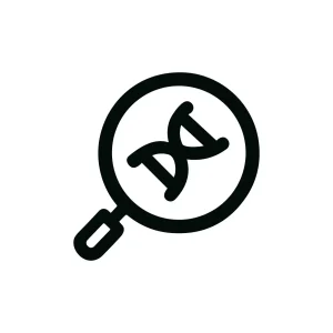 Outline Simple DNA Analysis with Magnifying Glass Shape Icon