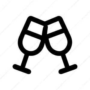 Minimalist Outline Toasting Wine Glass Celebration Icon