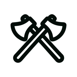 Simple Line Style Crossed Axe Lumberjack Minimalist Icon Isolated