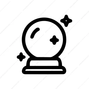 Simple Outline Fortune Teller Crystal Ball Icon Element