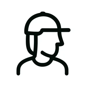 Minimalist Outline Profile Avatar with Baseball Cap Line Art Icon