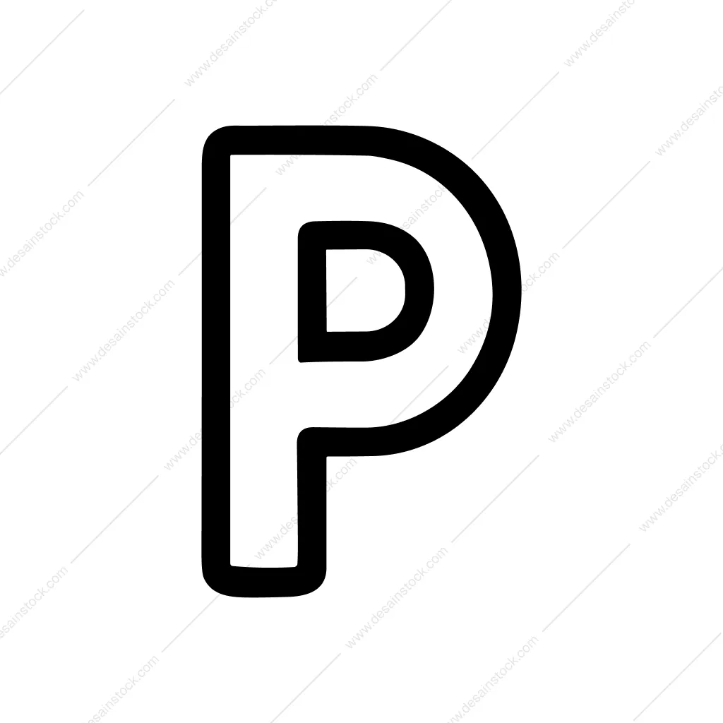 Outline Bold Letter P Alphabet Symbol Graphic