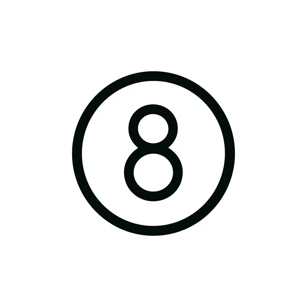 Minimalist Outline Numerical Eight Digit Inside Circle