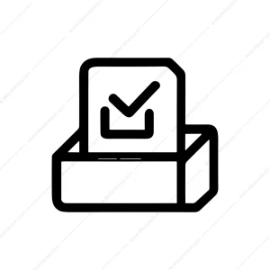 Simple Outline Voting Box Check Mark Election Icon