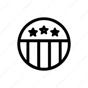 Simple Line Circle Star and Stripes Symbol Icon