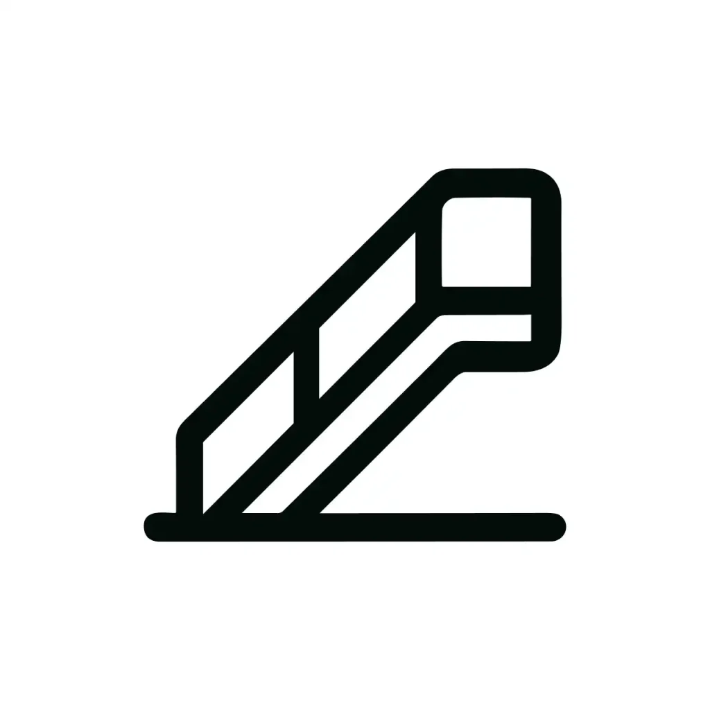 Simple Line Art Escalator Staircase Upward Transportation Moving Outline Icon