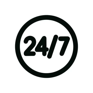 Simple Bold Round the Clock Service Icon Graphic