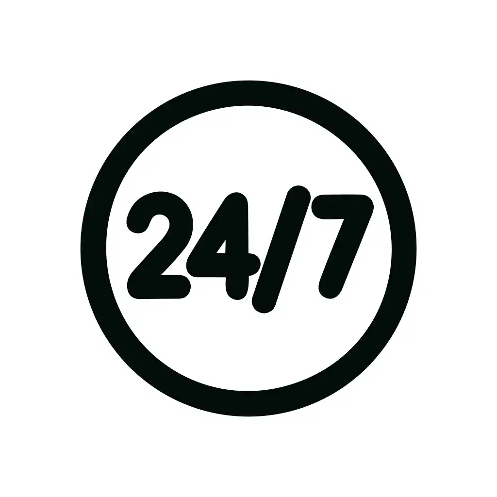 Simple Bold Round the Clock Service Icon Graphic