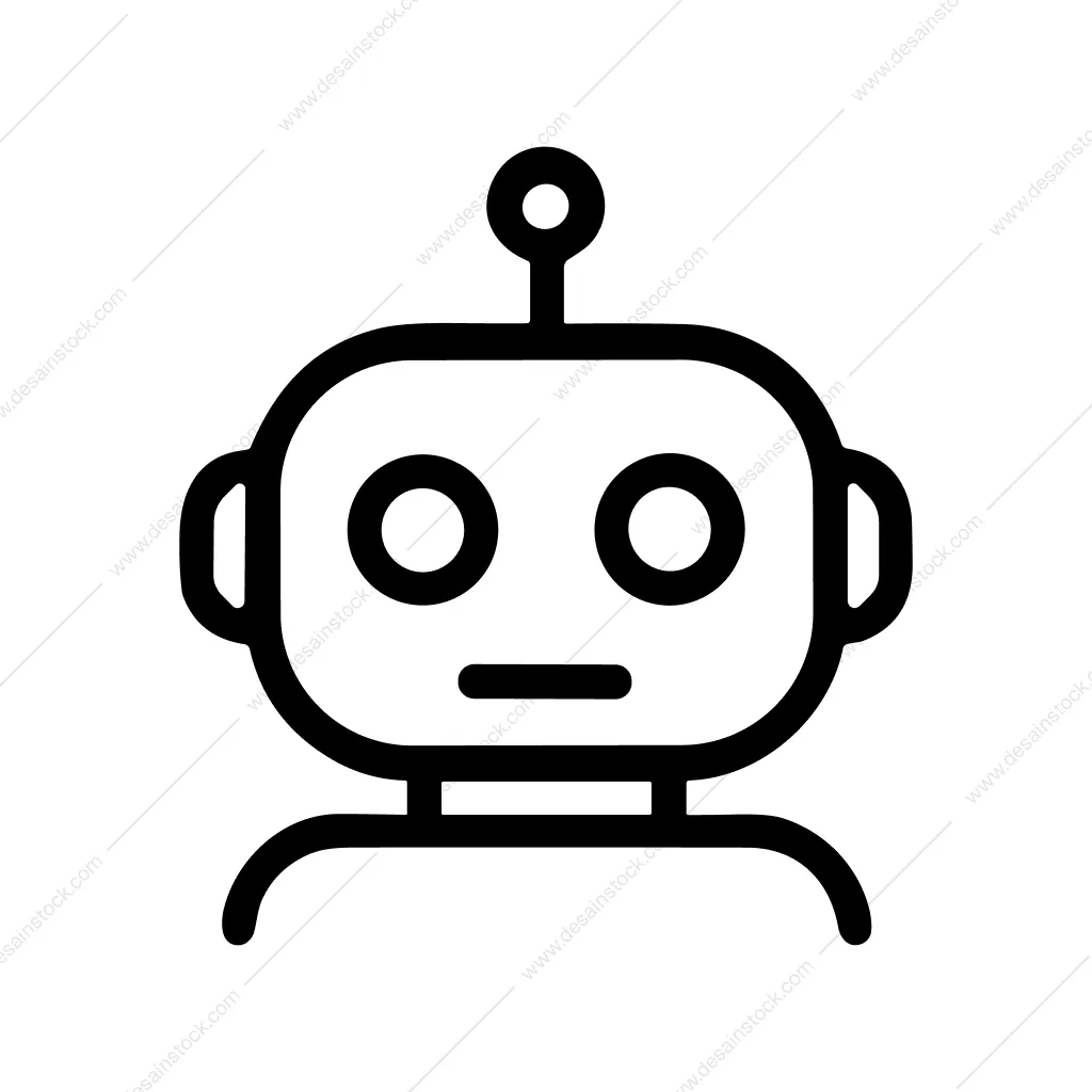 Outline Simple Robot Head Minimalist Line Style Icon