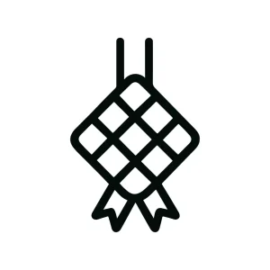 Minimalist Outline Ketupat Rice Cake Eid Mubarak Icon