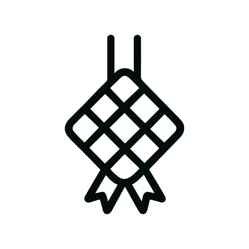 Minimalist Outline Ketupat Rice Cake Eid Mubarak Icon