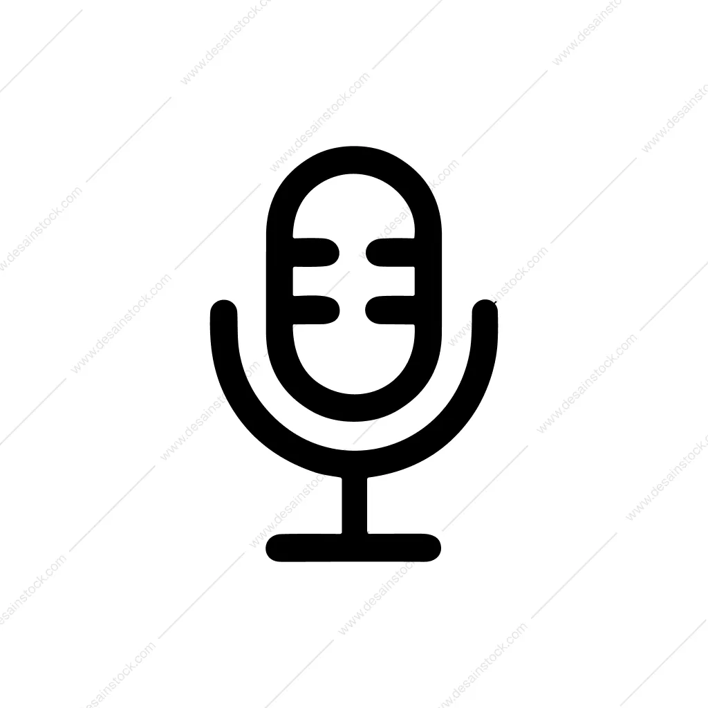 Minimalist Line Art Microphone Sound Recording Device Icon
