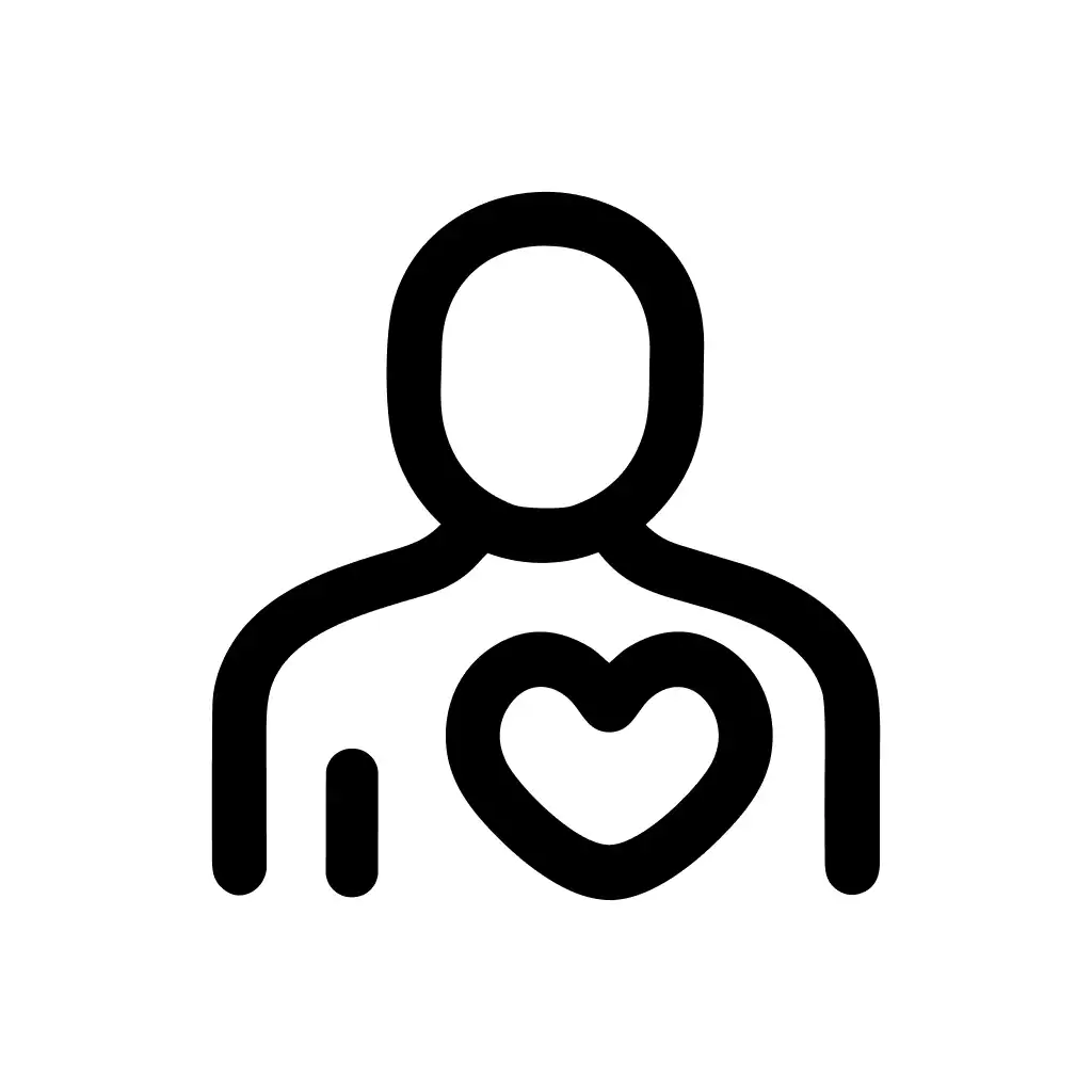 Simple Outline Heart in Chest Body Human Line Icon Symbol