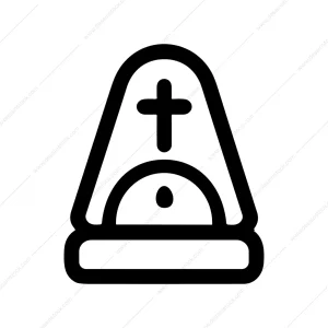 Outline Bold Gravestone With Cross Cemetery Religion Icon
