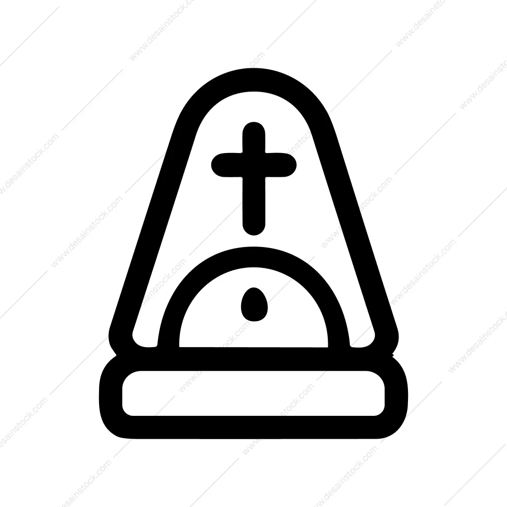 Outline Bold Gravestone With Cross Cemetery Religion Icon