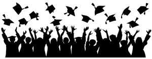 Silhouette Group of Graduate Celebration Education Moment