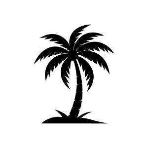 Minimalist Silhouette Palm Tree Tropical Island Graphic
