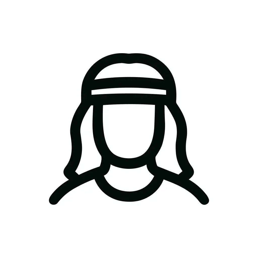 Simple Line Art Woman with Headband Icon Silhouette Illustration