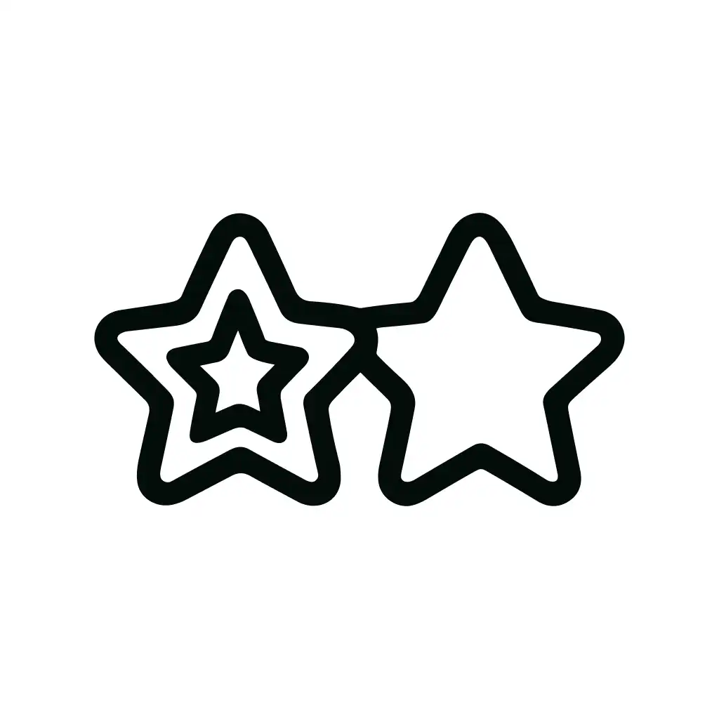 Handdrawn Outline Double Star Shape Decorative Element Icon
