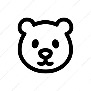 Simple Outline Animal Bear Head Face Line Icon