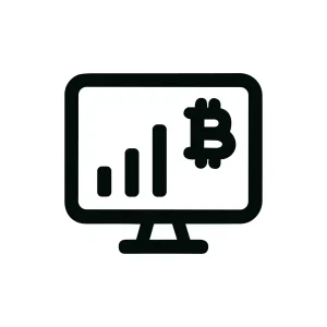Simple Outline Monitor with Bitcoin Chart Icon Display on the Screen