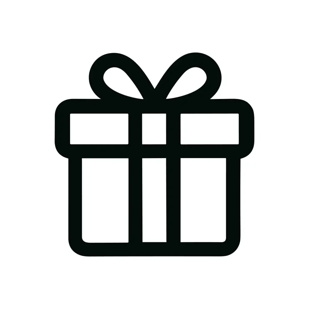 Simple Outline Style Present Box with Bow Icon Illustration