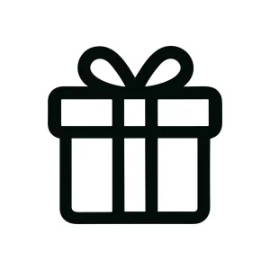 Simple Outline Style Present Box with Bow Icon Illustration