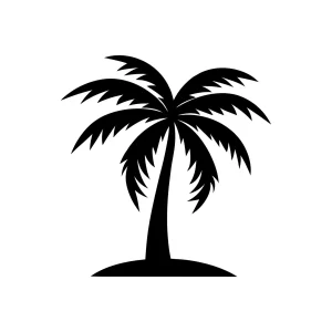 Minimalist Silhouette Palm Tree Tropical Island Symbol