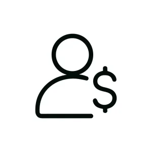 Outline Minimalist Person Dollar Sign Finance Symbol