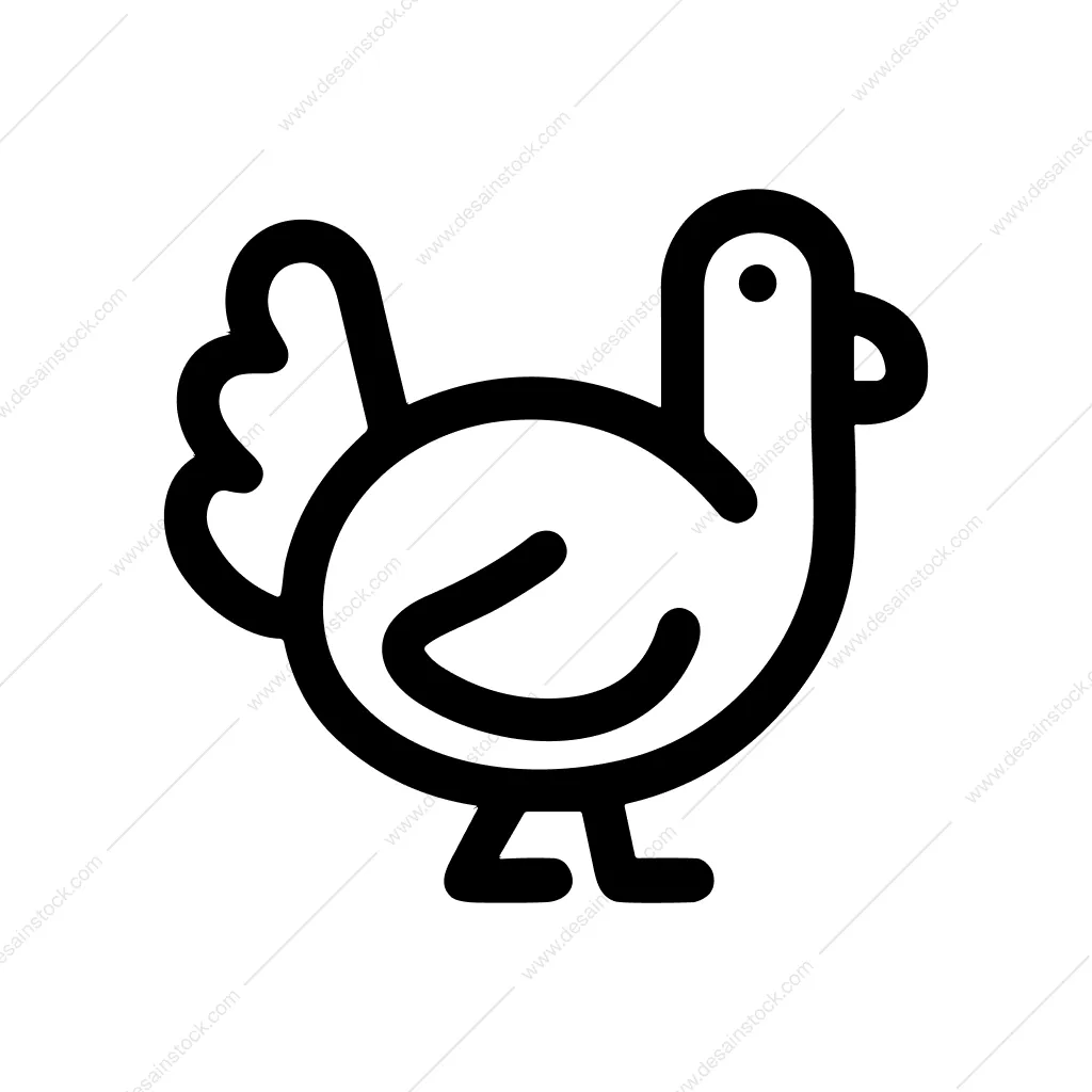 Simple Outline Black Turkey Bird Farm Animal Icon
