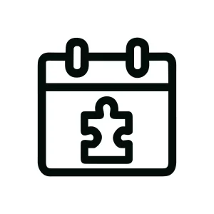 Minimalist Outline Calendar with Puzzle Piece Detail Shape Icon