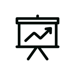 Outline Simple Presentation Board with Growing Chart Icon