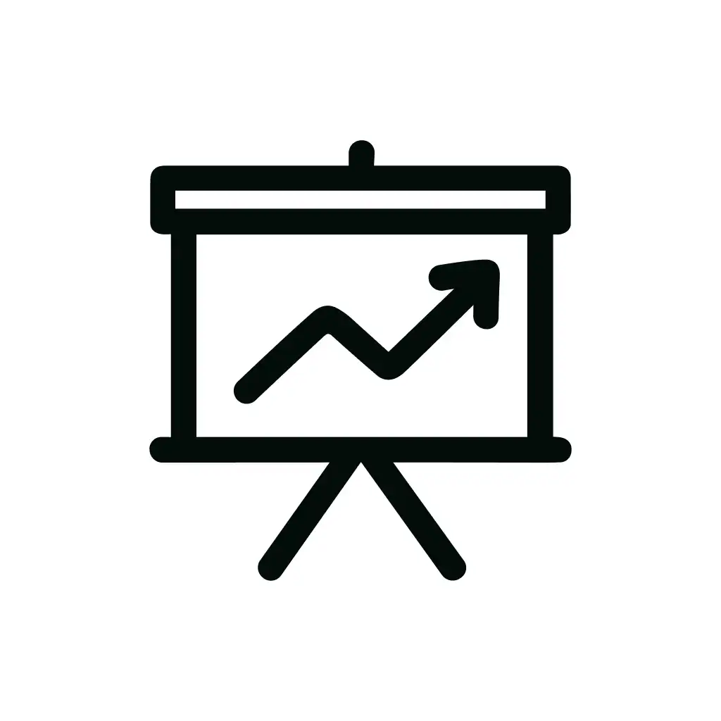 Outline Simple Presentation Board with Growing Chart Icon