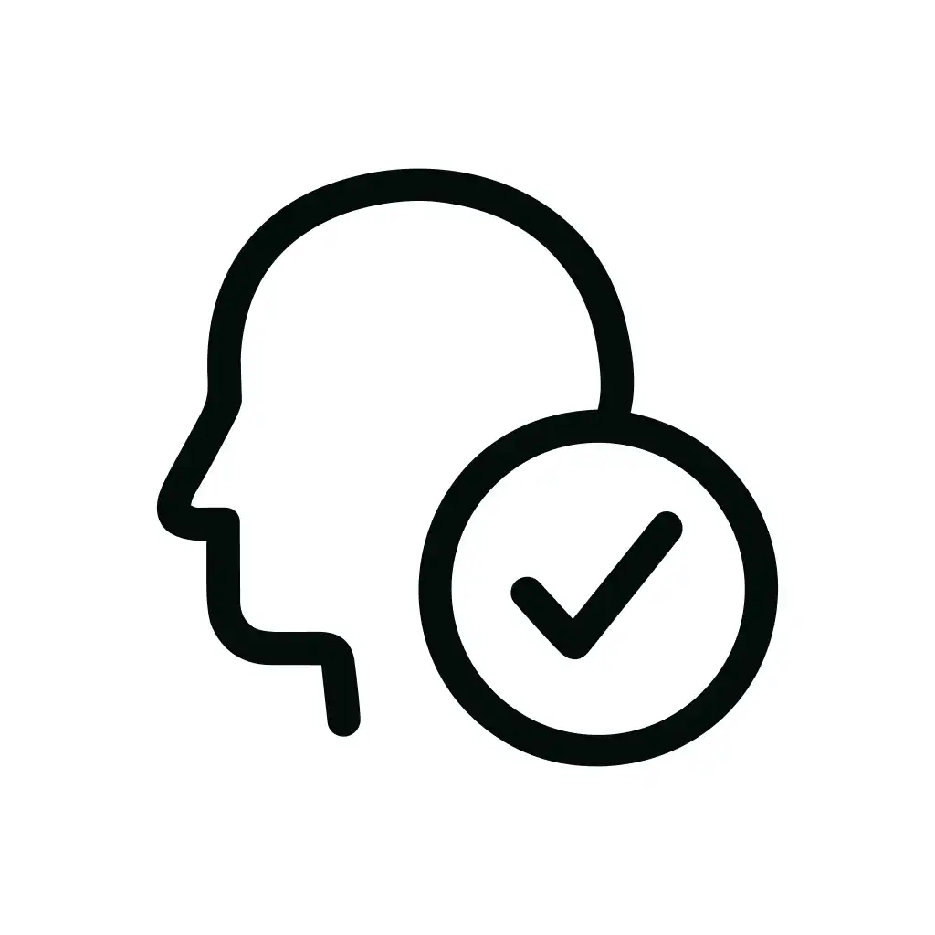 Line Simple Head Checkmark Verification Approval Icon Shape
