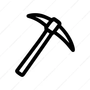 Minimalist Outline Pickaxe Mining Tool Sign Shape Icon