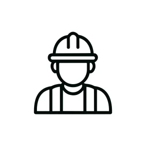 Simple Outline Style Construction Worker Wearing Safety Helmet Icon Symbol