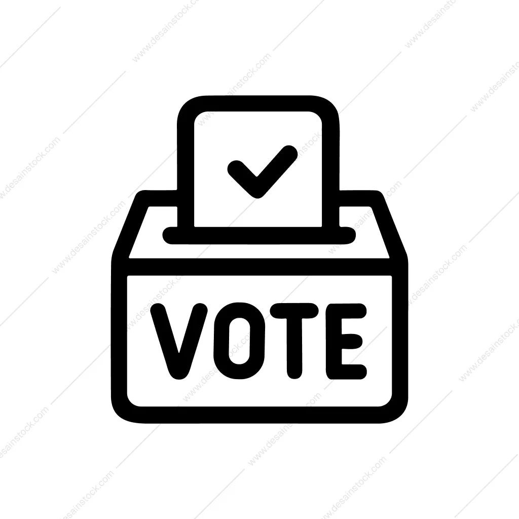 Simple Outline Vote Box Tick Election Symbol Icon