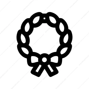 Minimal Outline Celebration Wreath with Bow Decorative Icon