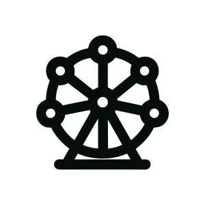 Simple Bold Outline Ferris Wheel Landmark Icon