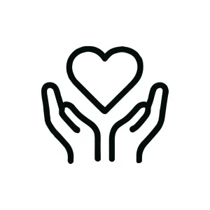 Minimalist Line Art Heart in Hands Gesture Icon