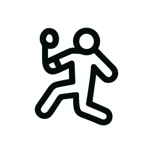 Minimalist Outline Throwing Ball Sport Player Figure Icon