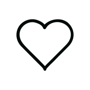 Simple Outline Heart Shape Sign Icon in Black Color
