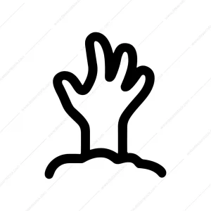 Simple Outline Zombie Hand Rising Grave Icon