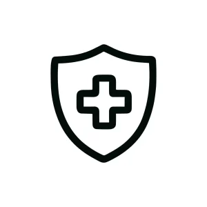 Simple Outline Shield with Plus Sign Protection Medical Healthcare Icon